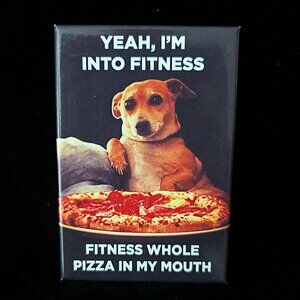 Dog Fitness Pizza Magnet NWOT
